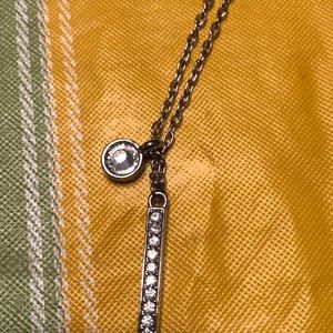 Bar w/ rhinestone adjustable length necklace